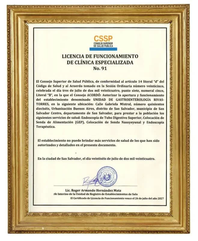 Certificación Ministerio de Salud